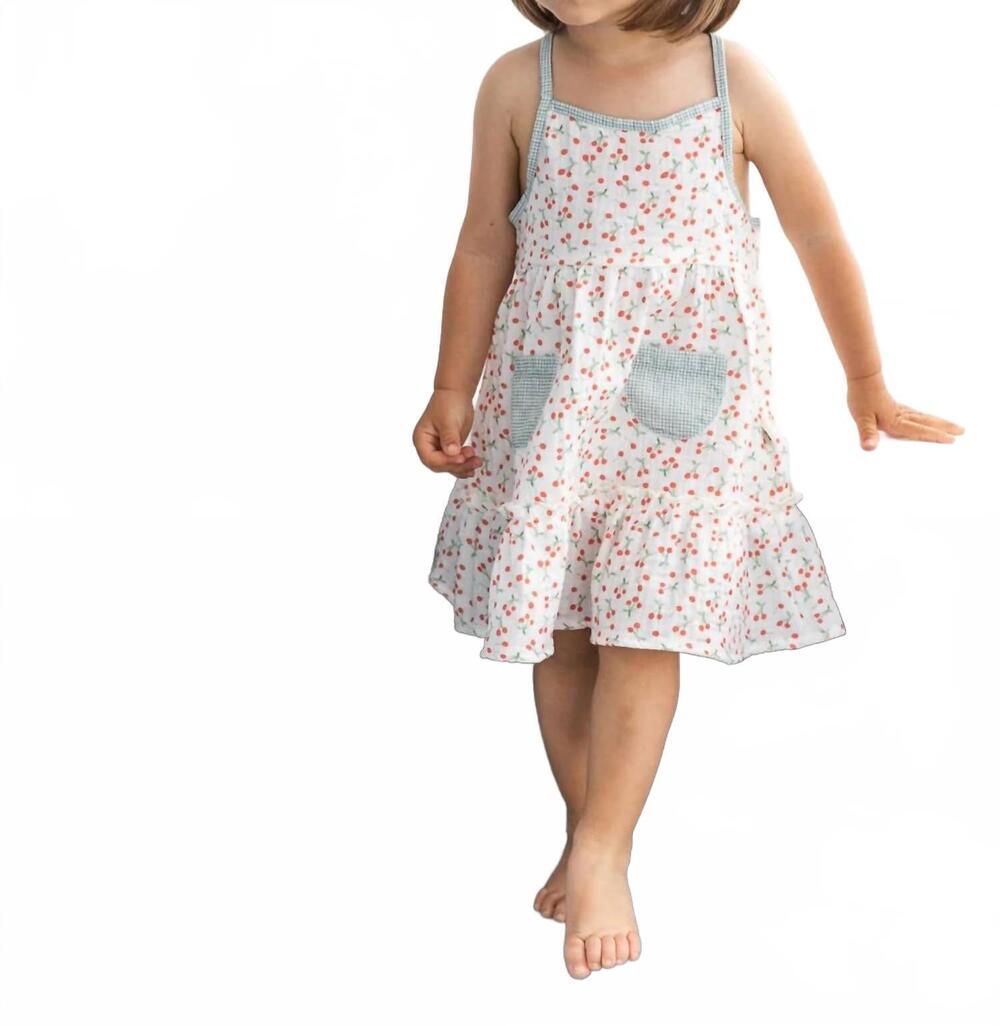 NEW PETIT INDI girl's heart pocket dress in beige